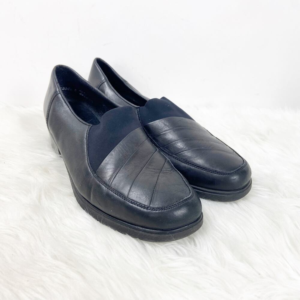Rieker 40 8.5 Womens Black Leather Slip-on Comfort Shoes